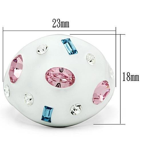 TK512 - High polished (no plating) Stainless Steel Ring with Top Grade Crystal  in Multi Color-1