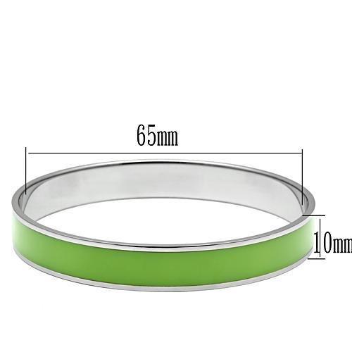 TK535 - High polished (no plating) Stainless Steel Bangle with Epoxy  in Emerald-1