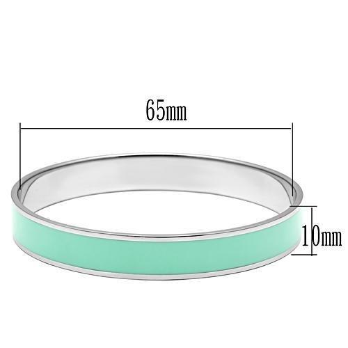 TK537 - High polished (no plating) Stainless Steel Bangle with Epoxy  in Aquamarine-1