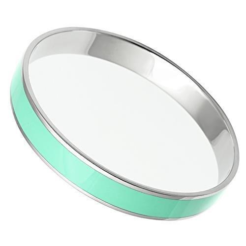 TK537 - High polished (no plating) Stainless Steel Bangle with Epoxy  in Aquamarine-0