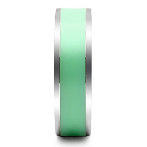 TK542 - High polished (no plating) Stainless Steel Ring with Epoxy  in Aquamarine-3