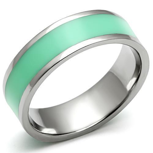 TK542 - High polished (no plating) Stainless Steel Ring with Epoxy  in Aquamarine-0