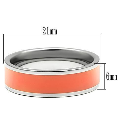 TK544 - High polished (no plating) Stainless Steel Ring with Epoxy  in Orange-1