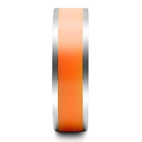 TK544 - High polished (no plating) Stainless Steel Ring with Epoxy  in Orange-3