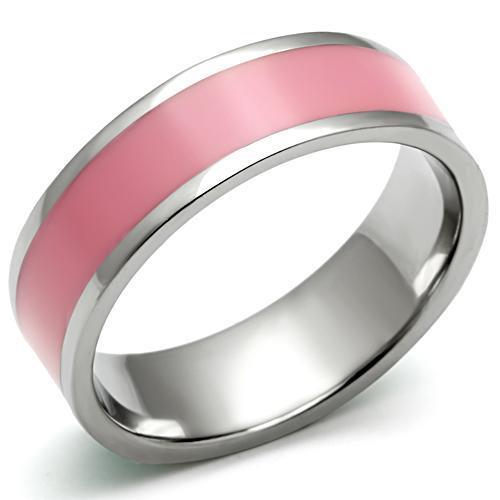 TK545 - High polished (no plating) Stainless Steel Ring with Epoxy  in Rose-0