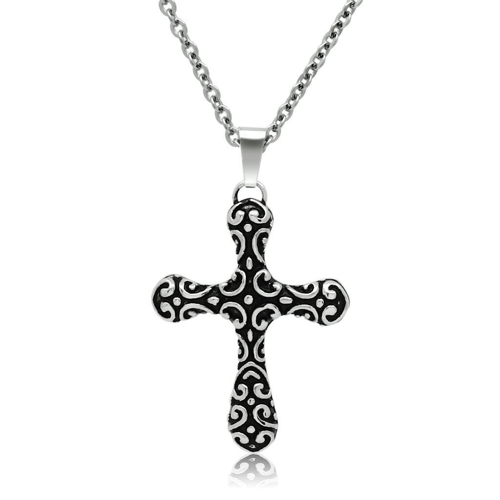 TK554 - High polished (no plating) Stainless Steel Necklace with No Stone-0