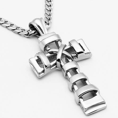 TK555 - High polished (no plating) Stainless Steel Necklace with No Stone-2