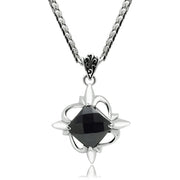 TK560 - High polished (no plating) Stainless Steel Chain Pendant with Synthetic Onyx in Jet-0