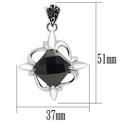 TK560 - High polished (no plating) Stainless Steel Chain Pendant with Synthetic Onyx in Jet-1
