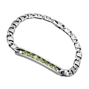 TK570 - High polished (no plating) Stainless Steel Bracelet with AAA Grade CZ  in Olivine color-0