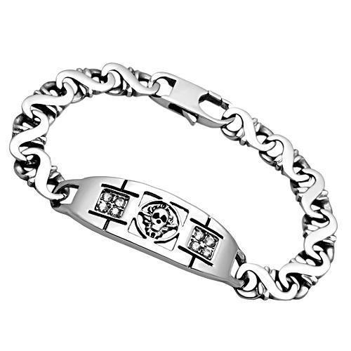 TK574 - High polished (no plating) Stainless Steel Bracelet with AAA Grade CZ  in Clear-0