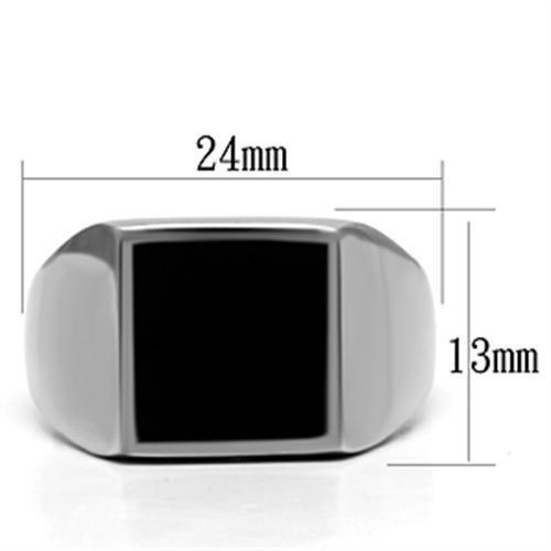 TK594 - High polished (no plating) Stainless Steel Ring with Epoxy  in Jet-1