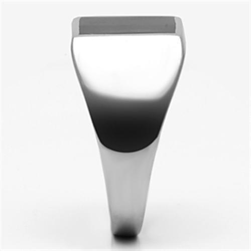 TK594 - High polished (no plating) Stainless Steel Ring with Epoxy  in Jet-3