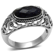 TK599 - High polished (no plating) Stainless Steel Ring with Blue Sand  in Montana-0