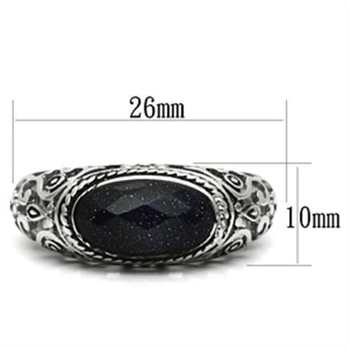 TK599 - High polished (no plating) Stainless Steel Ring with Blue Sand  in Montana-1