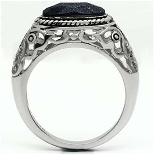 TK599 - High polished (no plating) Stainless Steel Ring with Blue Sand  in Montana-2