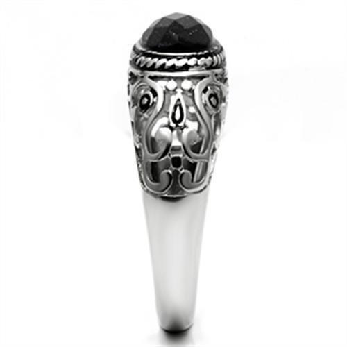 TK599 - High polished (no plating) Stainless Steel Ring with Blue Sand  in Montana-3