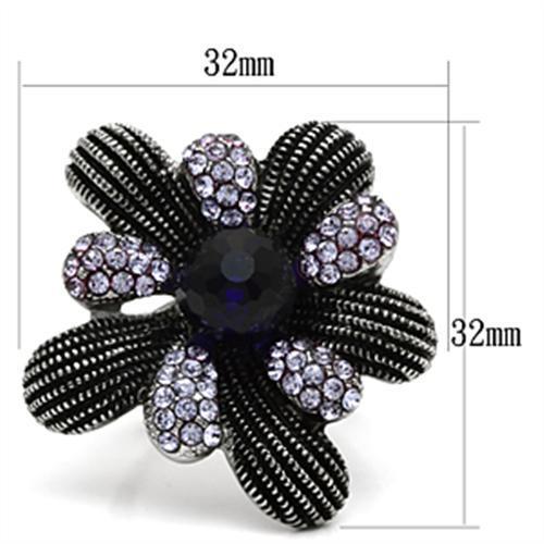TK607 - High polished (no plating) Stainless Steel Ring with Synthetic Synthetic Glass in Amethyst-1