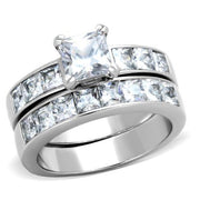 TK61206 - High polished (no plating) Stainless Steel Ring with AAA Grade CZ  in Clear-0