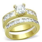 TK61206G - IP Gold(Ion Plating) Stainless Steel Ring with AAA Grade CZ  in Clear-0