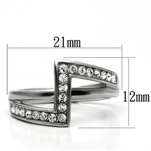 TK624 - High polished (no plating) Stainless Steel Ring with Top Grade Crystal  in Clear-1