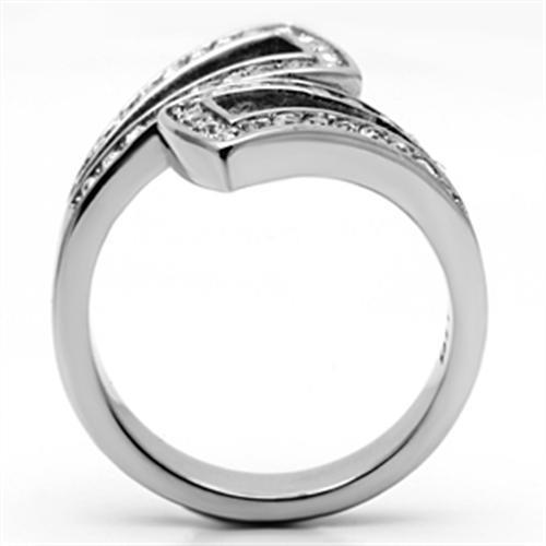 TK625 - High polished (no plating) Stainless Steel Ring with Top Grade Crystal  in Clear-2
