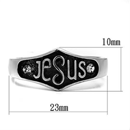 TK631 - High polished (no plating) Stainless Steel Ring with Top Grade Crystal  in Clear-1