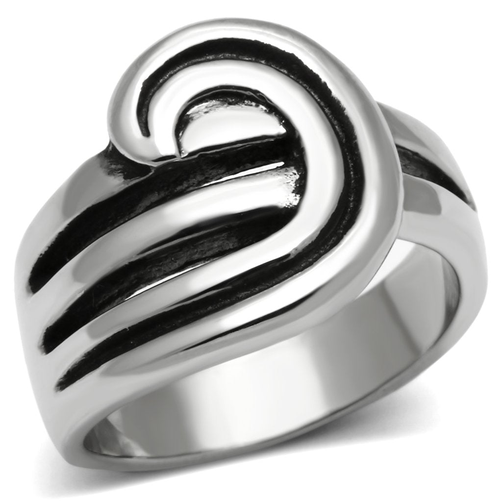 TK635 - High polished (no plating) Stainless Steel Ring with No Stone-0