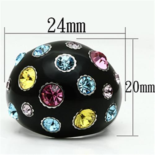 TK640 - High polished (no plating) Stainless Steel Ring with Top Grade Crystal  in Multi Color-1