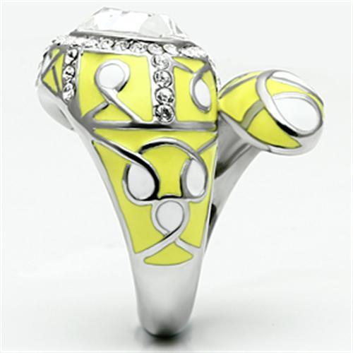 TK643 - High polished (no plating) Stainless Steel Ring with Top Grade Crystal  in Clear-3