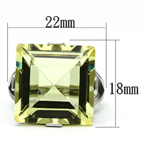 TK649 - High polished (no plating) Stainless Steel Ring with Top Grade Crystal  in Citrine Yellow-1
