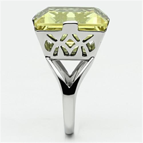 TK649 - High polished (no plating) Stainless Steel Ring with Top Grade Crystal  in Citrine Yellow-3