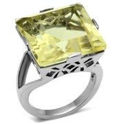 TK649 - High polished (no plating) Stainless Steel Ring with Top Grade Crystal  in Citrine Yellow-0