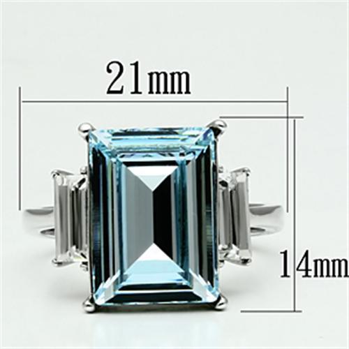 TK650 - High polished (no plating) Stainless Steel Ring with Top Grade Crystal  in Sea Blue-1