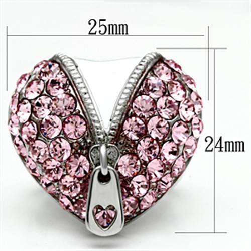 TK652 - High polished (no plating) Stainless Steel Ring with Top Grade Crystal  in Rose-1