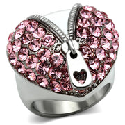 TK652 - High polished (no plating) Stainless Steel Ring with Top Grade Crystal  in Rose-0