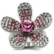 TK654 - High polished (no plating) Stainless Steel Ring with Top Grade Crystal  in Rose-0