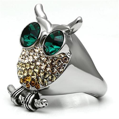 TK656 - High polished (no plating) Stainless Steel Ring with Top Grade Crystal  in Emerald-2