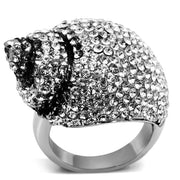 TK661 - High polished (no plating) Stainless Steel Ring with Top Grade Crystal  in Clear-0