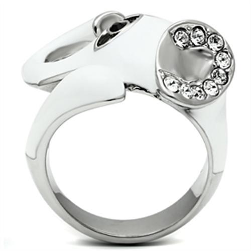 TK663 - High polished (no plating) Stainless Steel Ring with Top Grade Crystal  in Jet-3