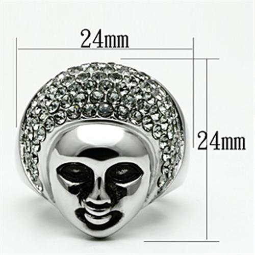 TK668 - High polished (no plating) Stainless Steel Ring with Top Grade Crystal  in Black Diamond-1