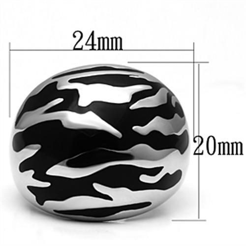 TK672 - High polished (no plating) Stainless Steel Ring with Epoxy  in Jet-1