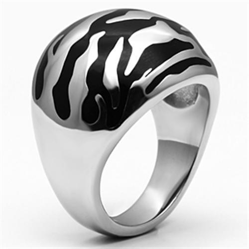 TK672 - High polished (no plating) Stainless Steel Ring with Epoxy  in Jet-3