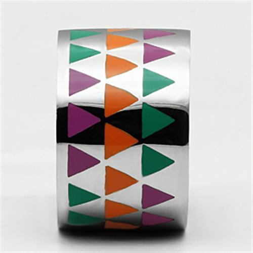 TK675 - High polished (no plating) Stainless Steel Ring with Epoxy  in Multi Color-2