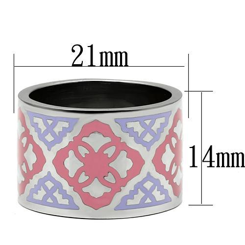 TK676 - High polished (no plating) Stainless Steel Ring with Epoxy  in Multi Color-1