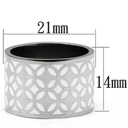 TK677 - High polished (no plating) Stainless Steel Ring with Epoxy  in White-1
