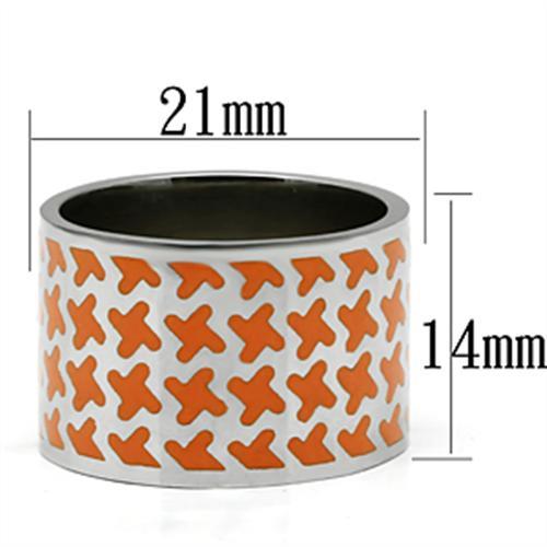 TK679 - High polished (no plating) Stainless Steel Ring with Epoxy  in Orange-1