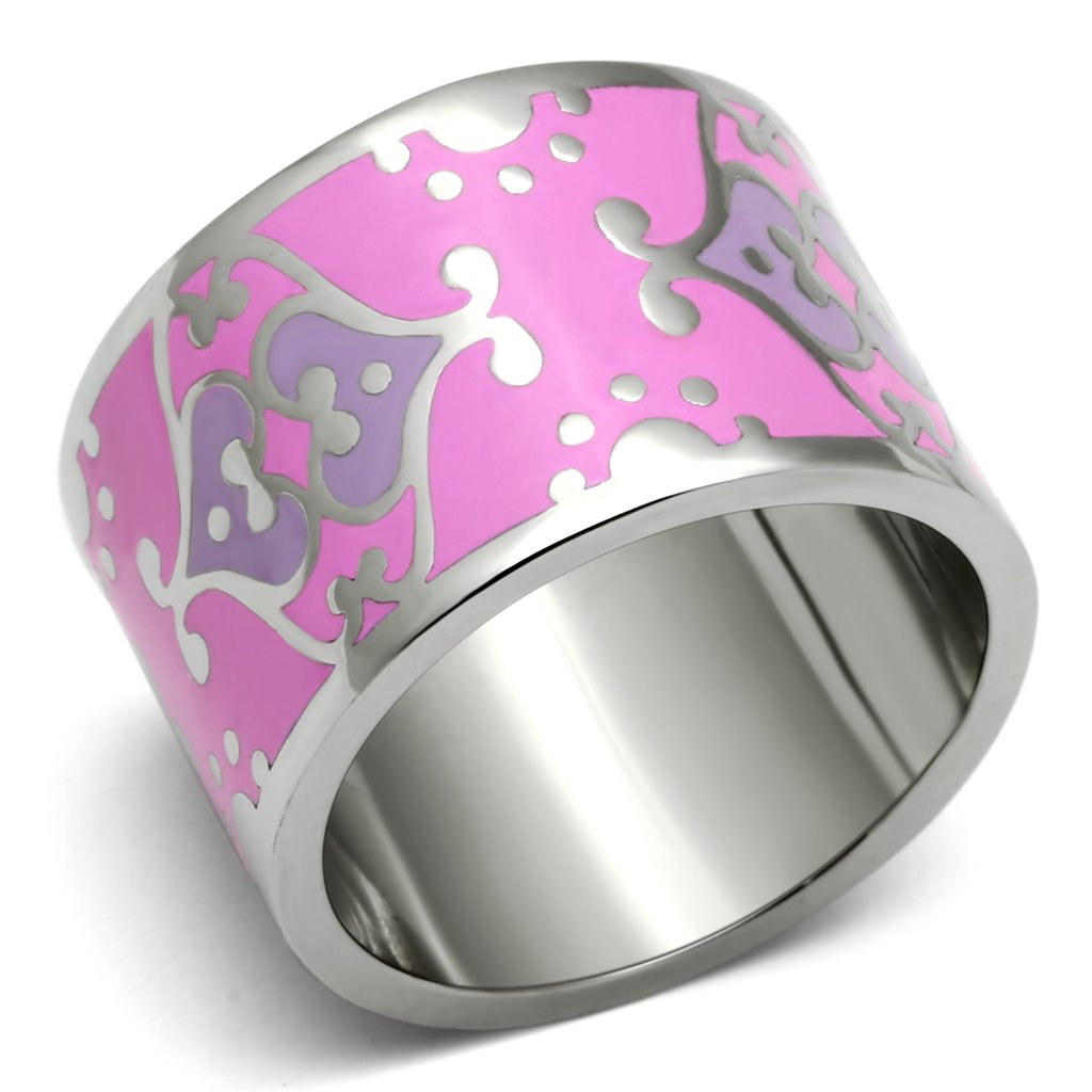 TK685 - High polished (no plating) Stainless Steel Ring with Epoxy  in Multi Color-0