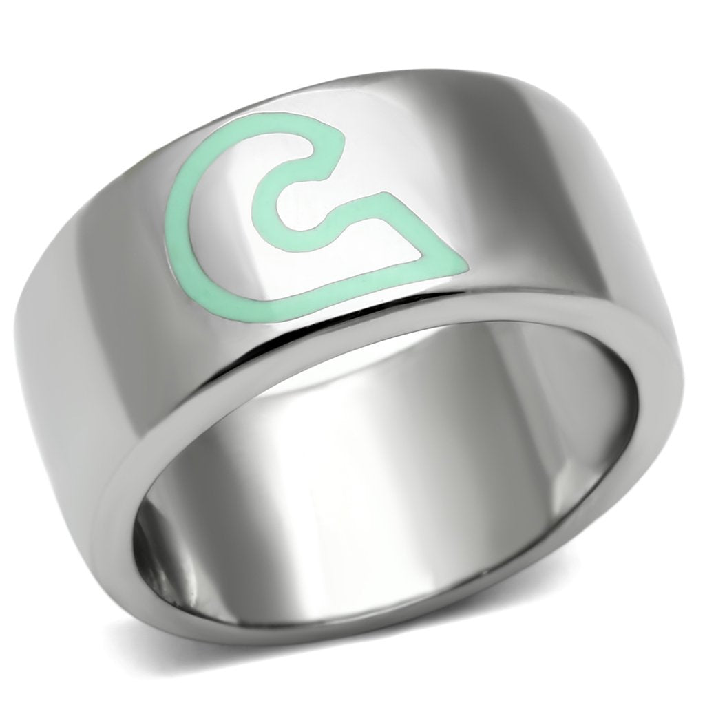 TK689 - High polished (no plating) Stainless Steel Ring with Epoxy  in Multi Color-0