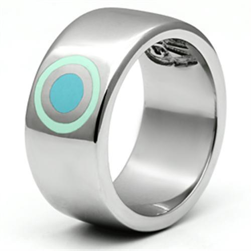 TK689 - High polished (no plating) Stainless Steel Ring with Epoxy  in Multi Color-2